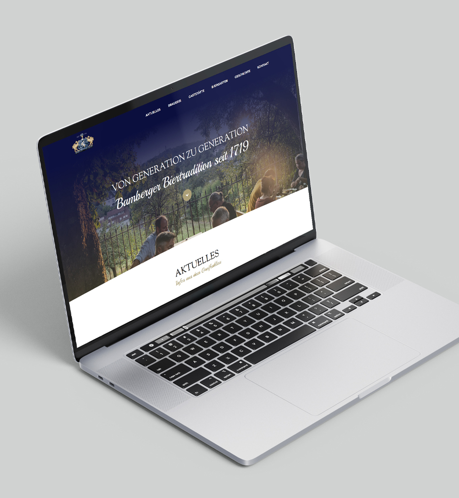 Mockup Laptop Webseite Brauerei Greifenklau Bamberg