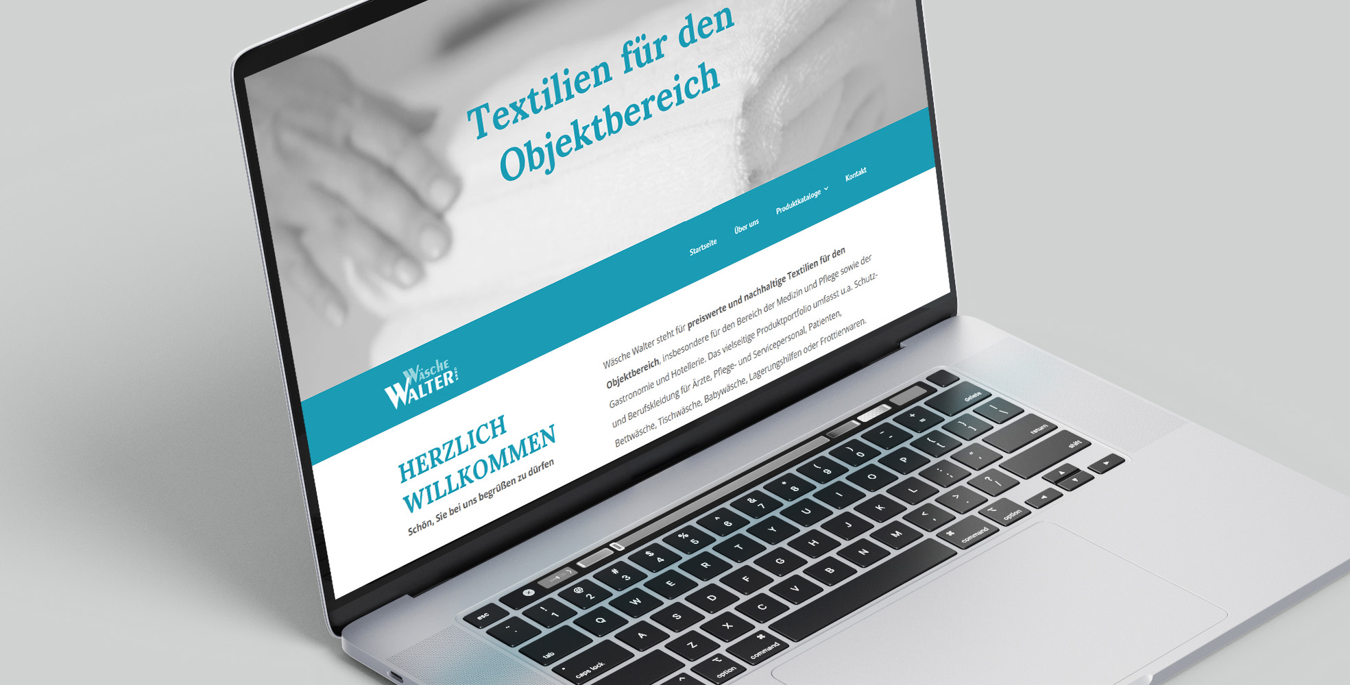 Mockup Laptop Webseite Wäsche Walter GmbH Startseite