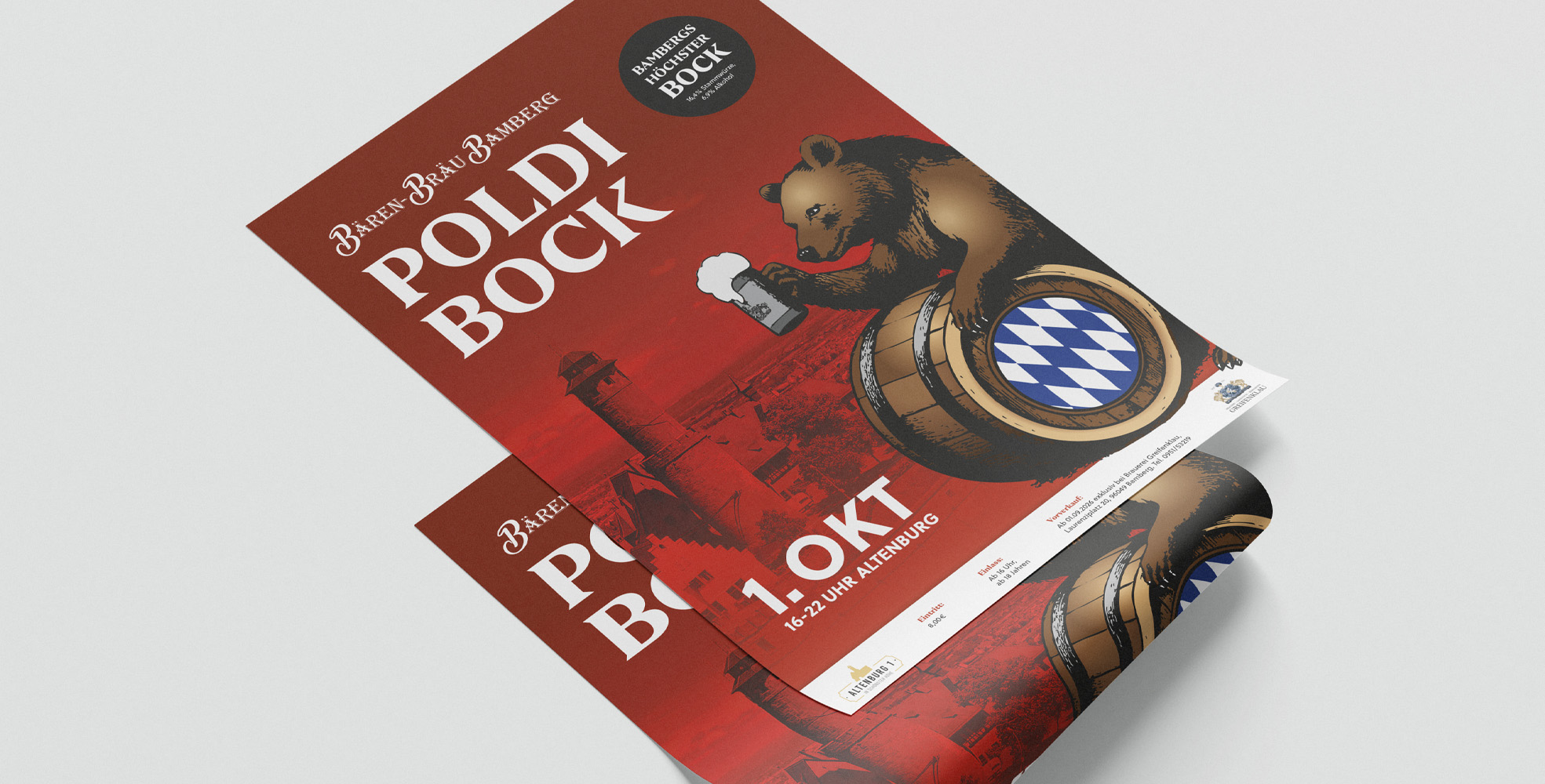 Mockup zwei Poster Poldi-Bock 2026 Bären-Bräu Bamberg
